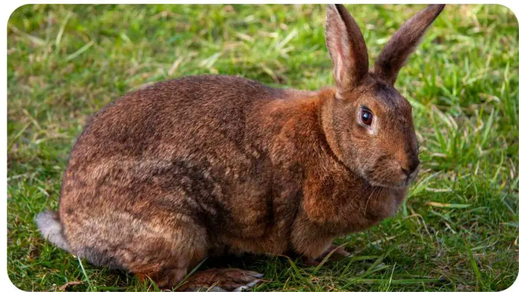 a brown rabbit is sitting in the grass